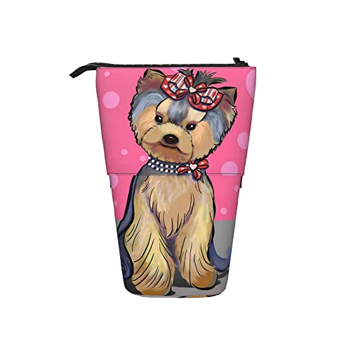 351 Federmäppchen Yorkshire Terrier Teetasse Hundemädchen Rosa Bleistifte Tasche Mit Reißverschluss Stifthalter, Für Damen, Teenager, Kindergarten von 351