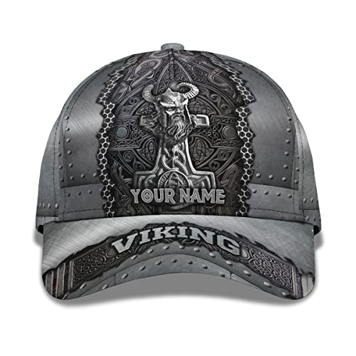 351 Golf Hüte Wikinger-Metallmuster Schirmmütze Basecap Outdoor Baseball Kappe Retro Basecap Für Herren, Tennis, Golf von 351