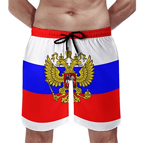 351 Herren Shorts Wappen Russlands Flagge Russlands Kurze Hose Lässige Badeshorts Schnelltrocknend Sporthose Mit Mesh Futter Boardshorts L von 351