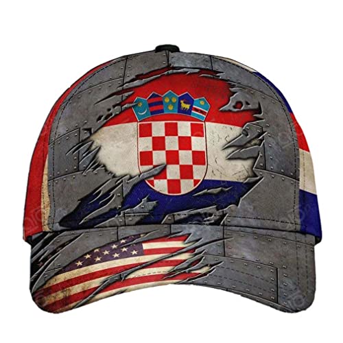 351 Kroatien Und Amerikanische Flaggen Baseballkappe Mode Distressed Basecap Leicht Abwaschbar Baseball Cap Trucker Kappe Für Kletter Wander Golf von 351