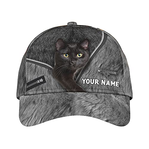 351 Sommer Kappe Katze Schwarz Mit Reißverschluss Basecap Sport Baseballmütze Verstellbare Sonnenblende Mütze Für Running, Reisen, Golf von 351