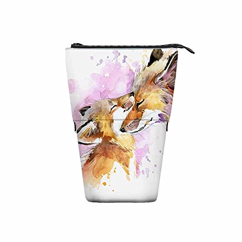 351 Teleskopisch Mäppchen Fuchs Aquarell Federmäppchen Reißverschluss Grosse Kapazität Bleistifte Tasche, Für Kindergarten, Jungen, Bürobedarf von 351