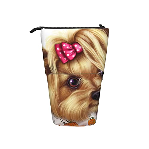 351 Teleskopisch Mäppchen Mädchen Yorkshire Terrier Teetasse Hund Süß Make-Up Tasche Mit Reißverschluss Stehen Bleistifthalter, Für Kindergarten, Bürobedarf, Mädchen von 351