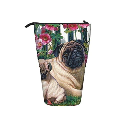 351 Teleskopisch Mäppchen Mutter Und Kind Blumen Frühling Mops Hund Haustier Geschenk Make-Up Tasche Grosse Kapazität Bleistifte Tasche, Für Damen, Teenager, Büro von 351