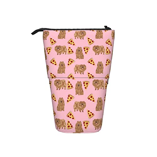 351 Teleskopisch Mäppchen Pizza Essen Chow Chow Hund Pink Make-Up Tasche Mit Reißverschluss Federtasche, Für Bürobedarf, Schule, Jungen von 351