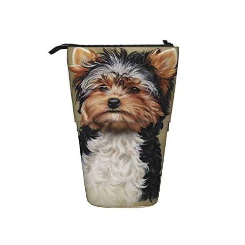 351 Teleskopisch Mäppchen Yorkshire Terrier Teetasse Hund Süßes Baby Stehbleistiftbeutel Grosse Kapazität Federmäppchen Mädchen, Für Bürobedarf, Mädchen, Büro von 351