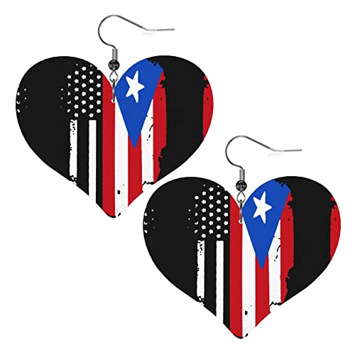 Damen Ohrringe Ohrhänger Leichte Ohrringe Hängend Kunstleder Schmuck Amerikanische Puerto-Rico-Flagge von 351