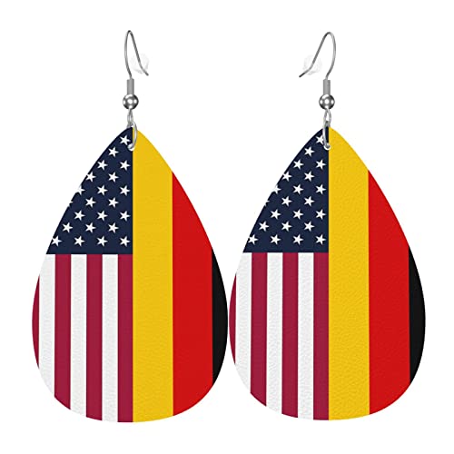 Damen Ohrringe Ohrhänger Leichte Ohrringe Hängend Kunstleder Schmuck Deutsch-Amerikanische Flagge von 351