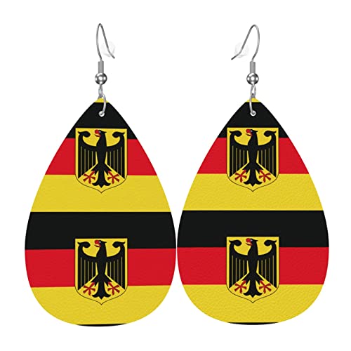 Damen Ohrringe Ohrhänger Leichte Ohrringe Hängend Kunstleder Schmuck Deutschland-Flagge von 351