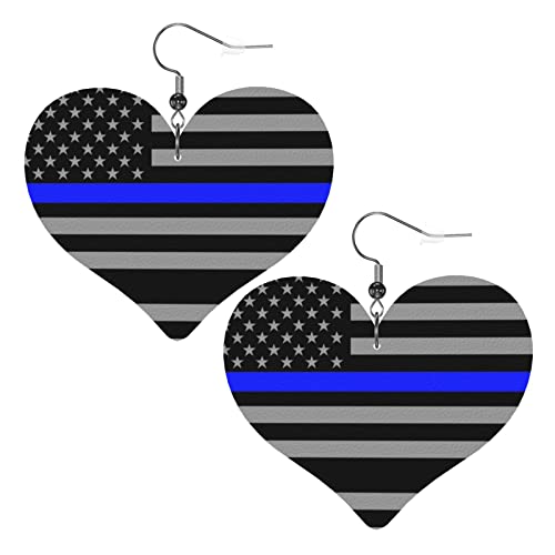 Damen Ohrringe Ohrhänger Leichte Ohrringe Hängend Kunstleder Schmuck Distressed-Polizei-Stil-Usa-Flagge von 351