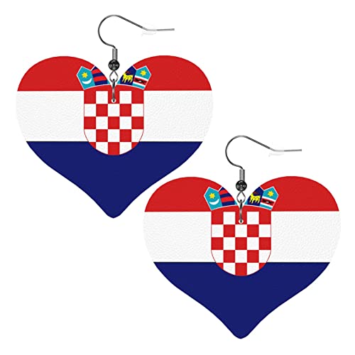 Damen Ohrringe Ohrhänger Leichte Ohrringe Hängend Kunstleder Schmuck Kroatien-Flagge von 351