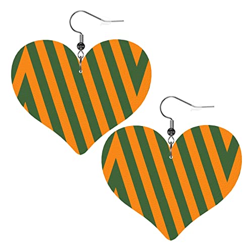 Damen Ohrringe Ohrhänger Leichte Ohrringe Hängend Kunstleder Schmuck Orangegrüner Streifen von 351