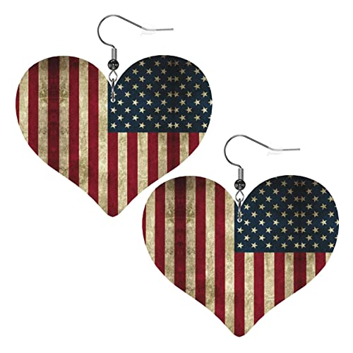 Damen Ohrringe Ohrhänger Leichte Ohrringe Hängend Kunstleder Schmuck Retro Alte Amerikanische Flagge von 351