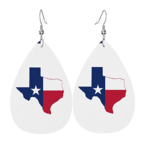 Damen Ohrringe Ohrhänger Leichte Ohrringe Hängend Kunstleder Schmuck Texas-Flaggenkarte von 351