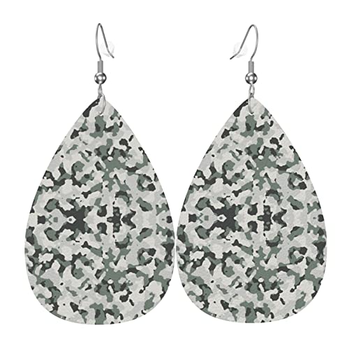 Lederohrringe Camo Teardrop Ohrringe Mode Ohrringe Für Damen Vintage-Stil Damen Ohrring, Für Geschenk, Geburtstagsfeier, Mädchen von 351