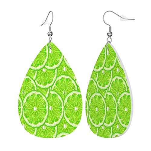 Lederohrringe Grüner Limetten Zitronen Sommer Tropfenohrringe Klassischen Baumeln Ohrringe Ornamente Damen Ohrring, Für Frauen, Geschenk, Braut Party von 351