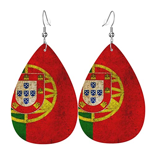 Lederohrringe Portugal Flagge Teardrop Leder Ohrringe Mode Damen Ohrring Vintage-Stil Baumeln Ohrringe, Für Mädchen, Frauen, Geburtstagsfeier von 351