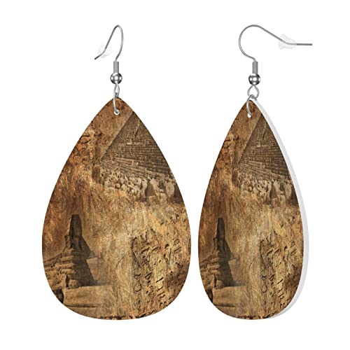 Lederohrringe Vintage Ägyptische Pyramide Teardrop Leder Ohrringe 1 Paar Teardrop Ohrringe Klassischen Damen Ohrring, Für Braut Party, Frauen, Mädchen von 351