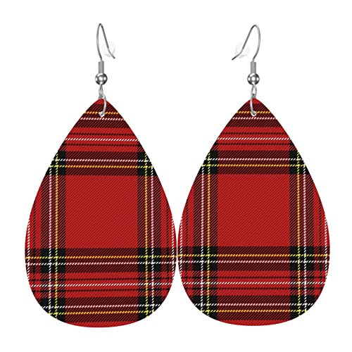 Lederohrringe Weihnachts Tartan Karo Schottisch Ohrringe Für Damen Vintage-Stil Schmuck Ohrringe Ornamente Baumeln Ohrringe, Für Braut Party, Mädchen, Geschenk von 351