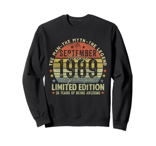 36th Birthday Gifts Vintage September 1989 36 Years Old Men Sweatshirt 36th Birthday Gifts Vintage September 1989 36 Years Old Men Sweatshirt von 36 Years Old Awesome Since September 1989 Birthday