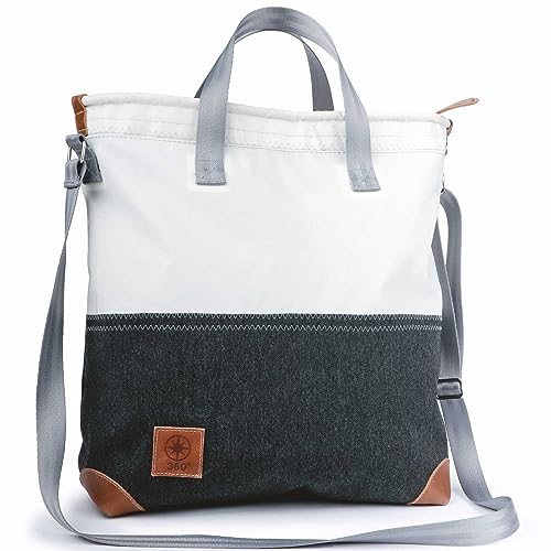 360° Grad Ahoi Schultertasche Segeltuch grau weiß von 360°