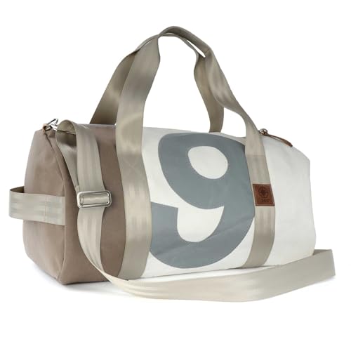 360° Grad Pirat Umhänge-Tasche Segeltuch weiß-taupe, Zahl hellgrau von 360°