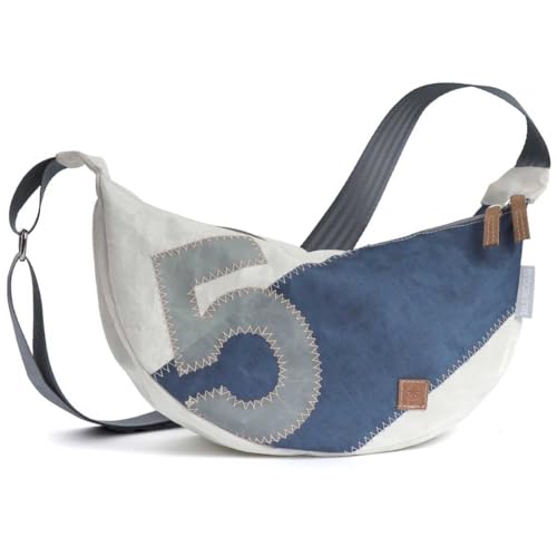 360° Grad Roop Moonbag Crossover Segeltuch Tasche weiß-blau, Gurt grau von 360°