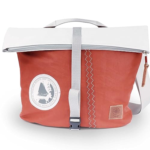360° Grad Tender City Damen Handtasche Segeltuch braun weiss von 360°
