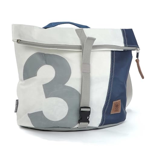 360° Grad Tender City Damen Handtasche Segeltuch weiss-Blau, Zahl hellgrau von 360°