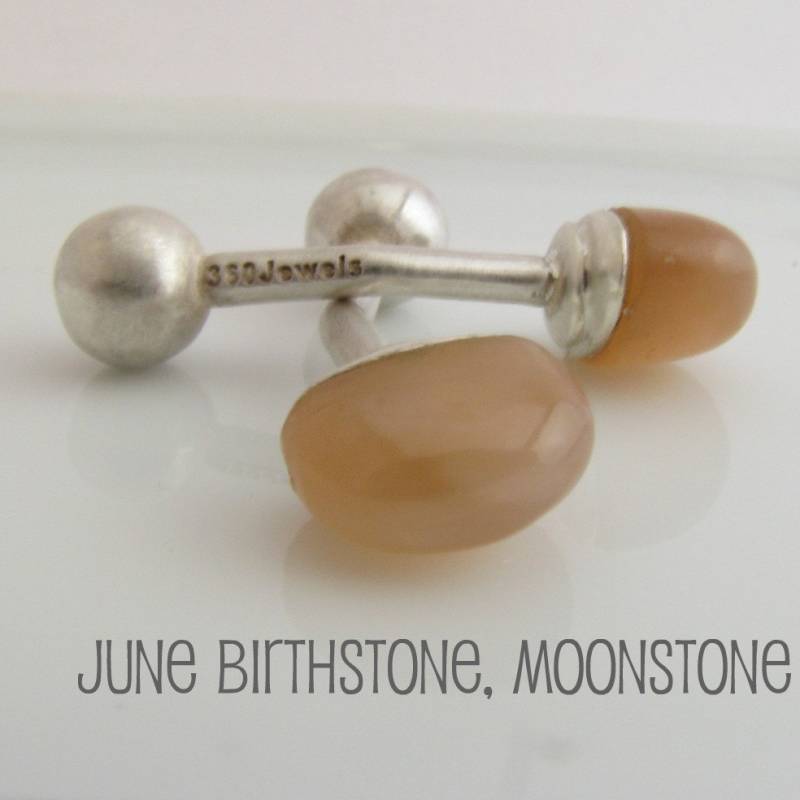 Mondstein Manschettenknöpfe 18K Vergoldet - Massives 925 Sterling Silber Khaki Braun Edelstein Juni Geburtsstein | 430Ym von 360Cufflinks