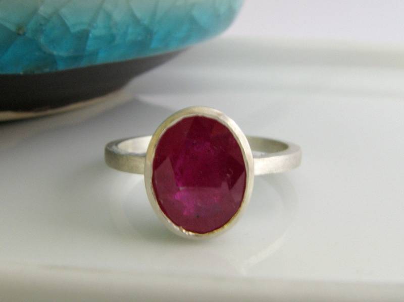 Beere Erröten Rubin Ring, Edelstein-Ring, Ringe Für Frauen, Roter Juli Geburtsstein Natürlichen Rubin, Sterling Silber von 360Diamonds