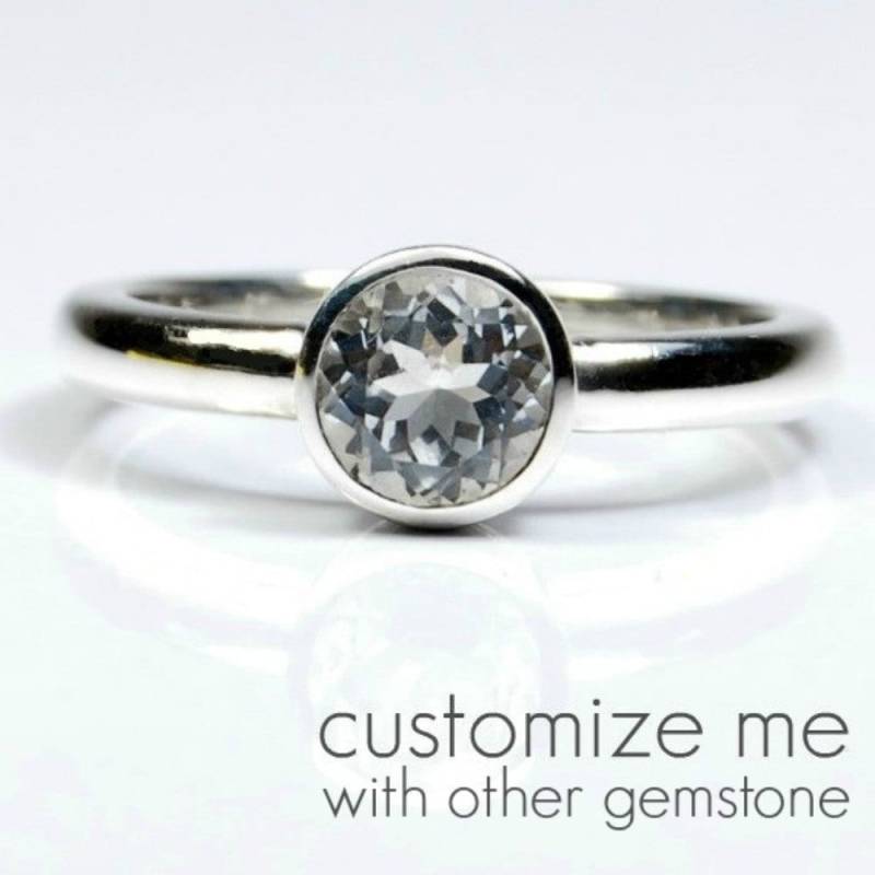 Benutzerdefinierte Weißer Topas Ring - Volle Facettiert 925 Sterling Silber Band Diamant Oder Crystal Like Hochzeit Verlobung Jubiläum Versprechen von 360Diamonds