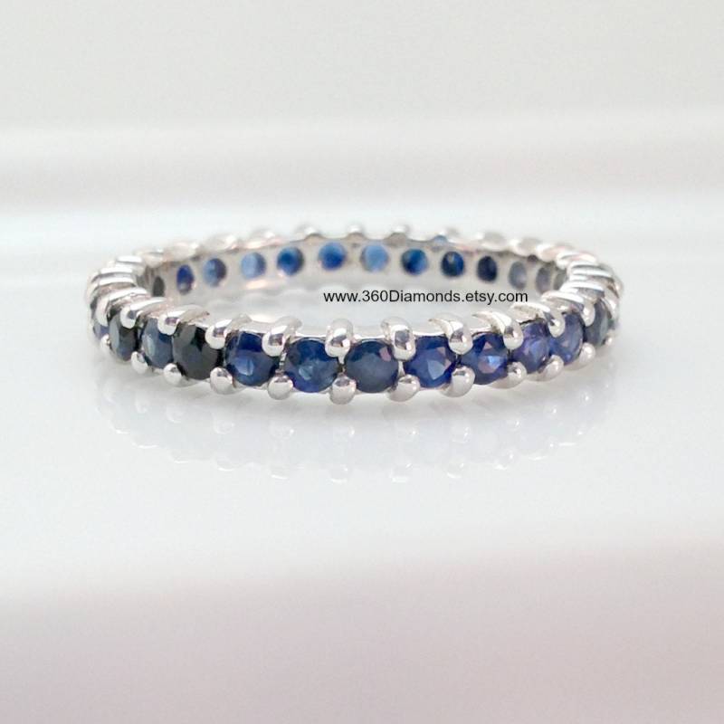 Natürliche Blaue Saphir Ewigkeit Ring, Atlantis Cerulean Band, Unendlichkeit Blauen Saphir, Ehering, D320B von 360Diamonds