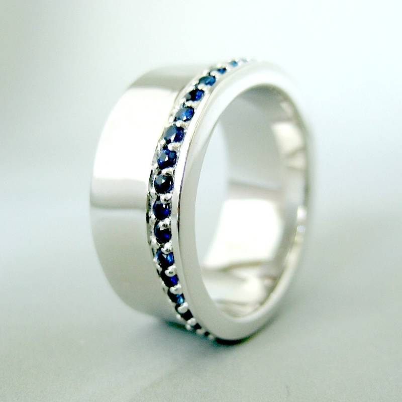 Paradies-Blauer Himmel Saphir-Ring, Blauer Saphir Ewigkeit Ring, Sterling 925Er Silber Eheringe, Ehering, Vaters Ring von 360Diamonds