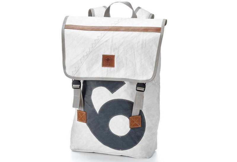 360Grad Freizeittasche Rucksack Landgang Segeltuch weiß Zahl grau von 360Grad