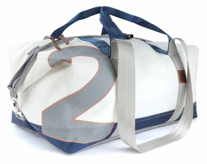 360Grad Reisetasche Reisetasche recyceltes Segeltuch Kutter XL Weiss Zahl Blau von 360Grad