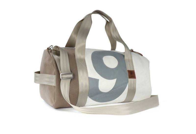 360Grad Reisetasche Sporttasche Pirat Segeltuch weiß-taupe Zahl hellgrau von 360Grad