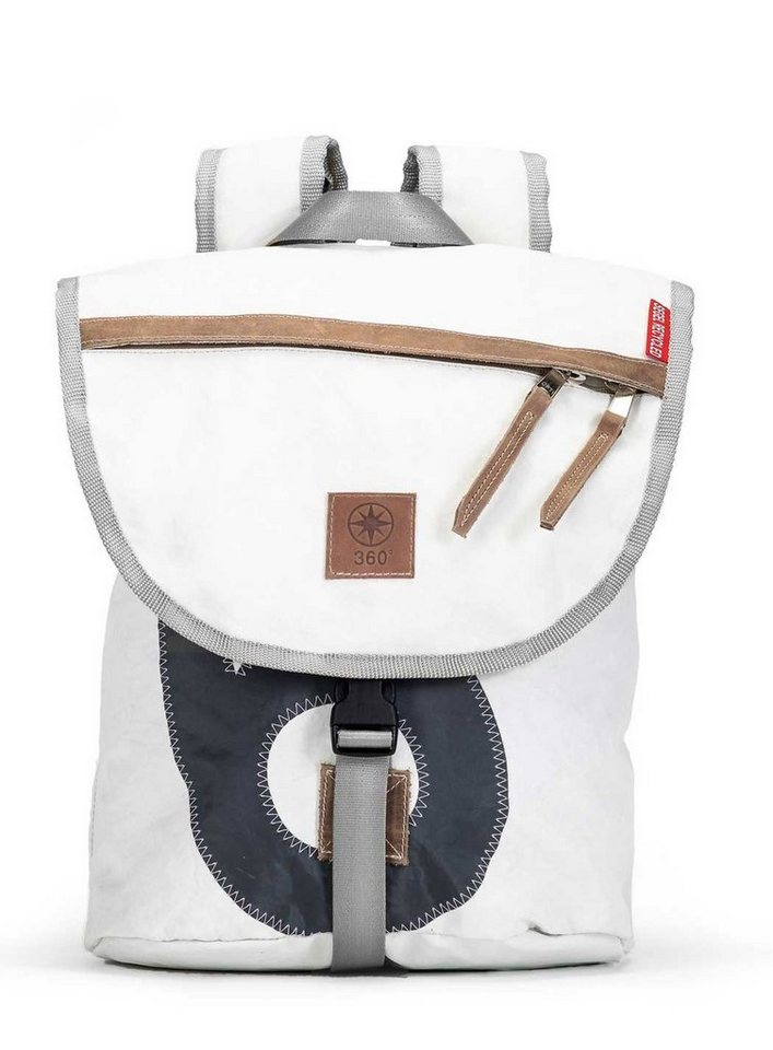360Grad Rucksack Rucksack Landgang Mini Weiss Grau, recyceltes Segeltuch von 360Grad