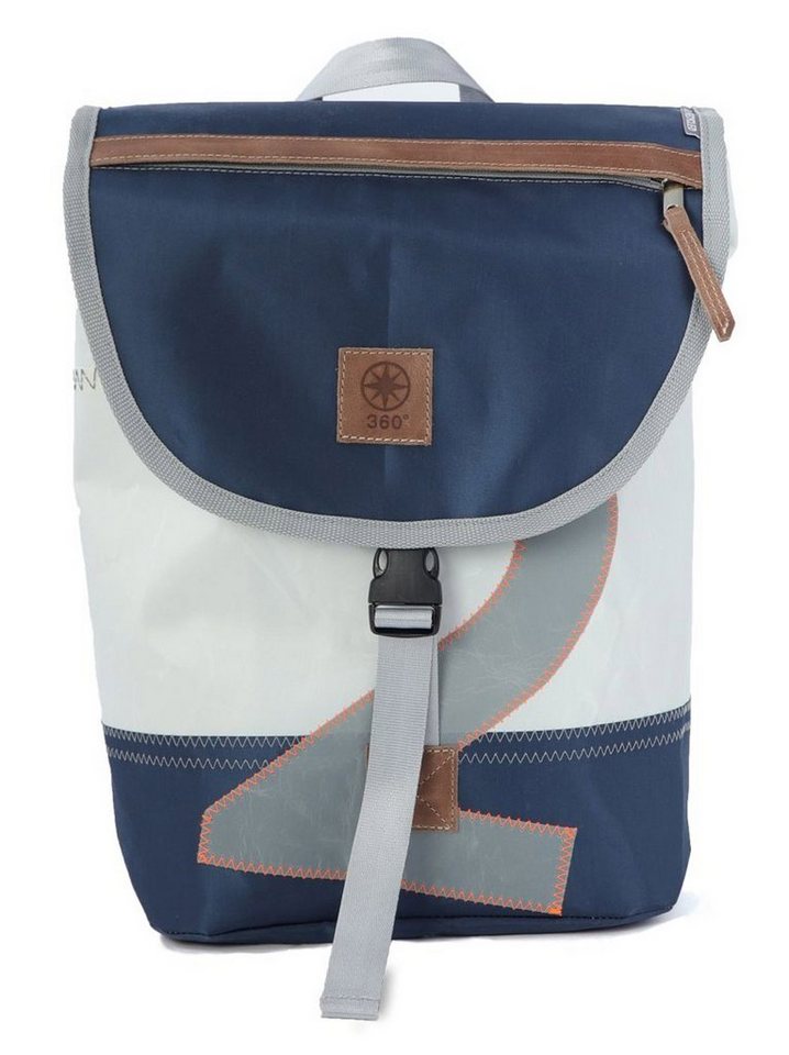 360Grad Rucksack Rucksack Landgang Mini Weiss Grau, recyceltes Segeltuch von 360Grad
