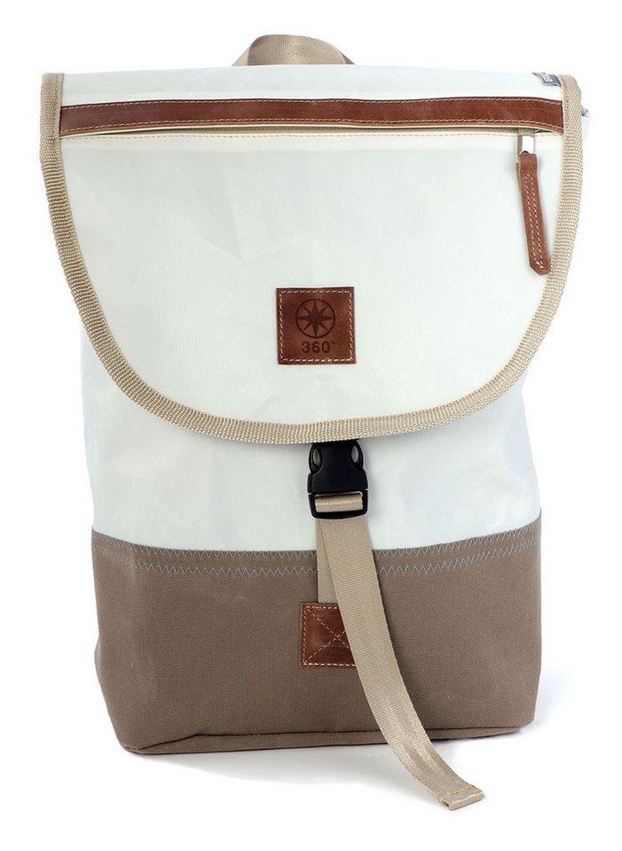 360Grad Rucksack Rucksack Landgang Mini Weiss Grau, recyceltes Segeltuch von 360Grad