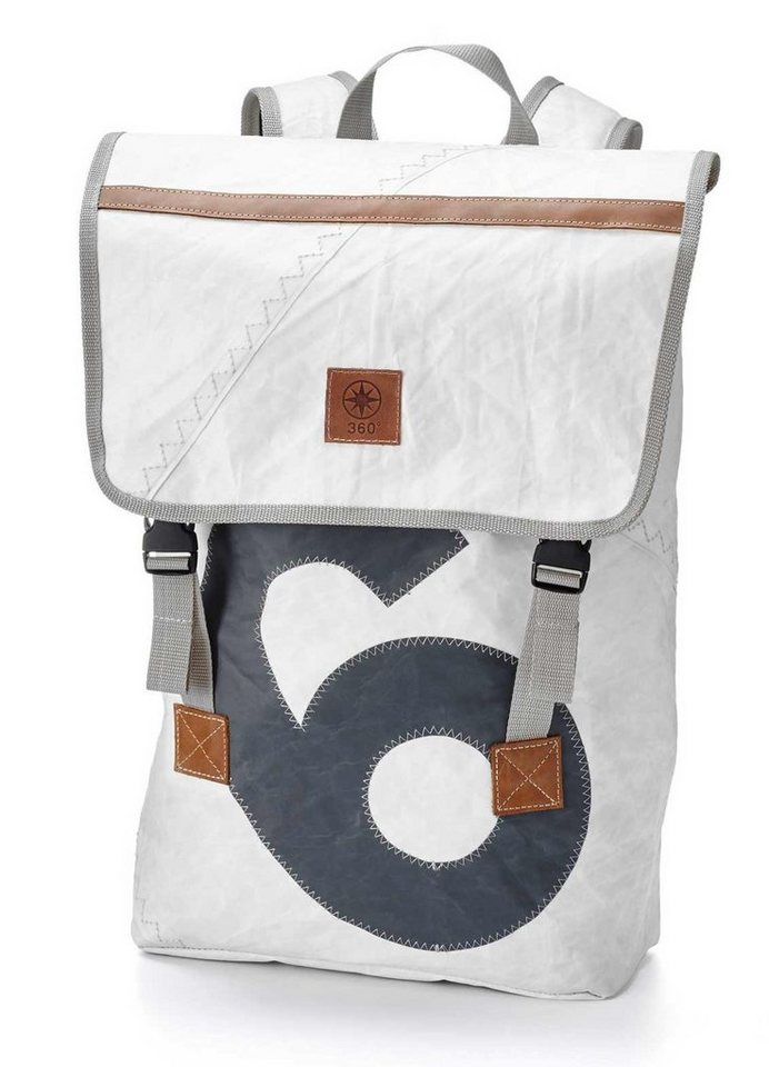 360Grad Rucksack Rucksack Landgang Weiss Grau, recyceltes Segeltuch von 360Grad
