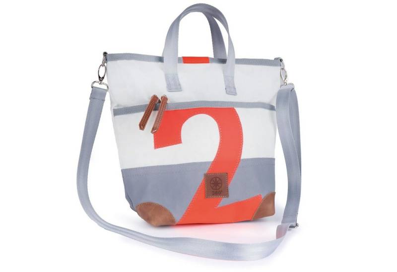 360Grad Schultertasche Schultertasche Deern Mini, recyceltes Segeltuch, Weiß-Grau, Zahl Orang von 360Grad