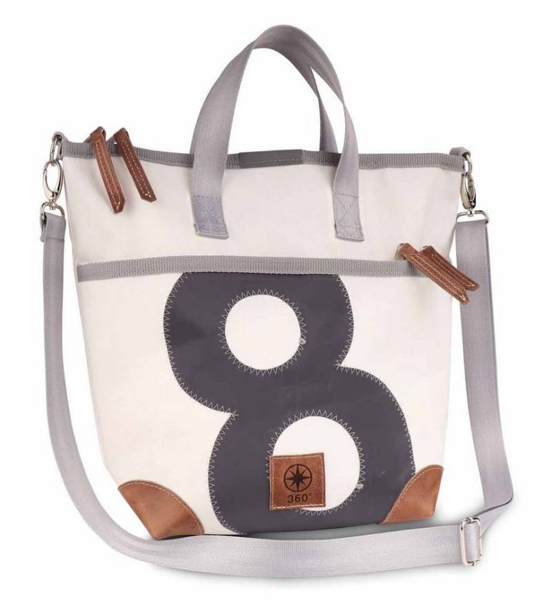 360Grad Schultertasche Schultertasche Deern Mini, recyceltes Segeltuch, Weiß Grau von 360Grad
