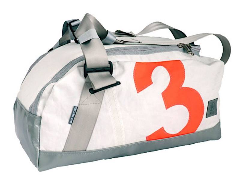 360Grad Sporttasche Sporttasche Container Segeltuch Weiss/Grau Zahl Neonorange von 360Grad