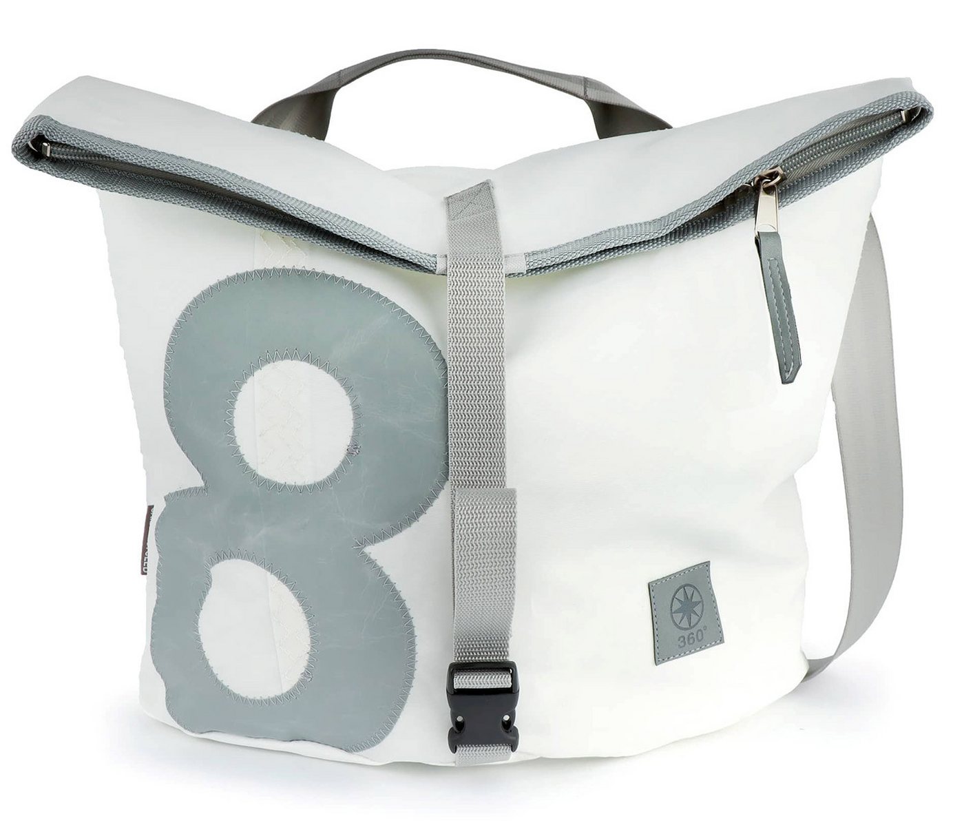 360Grad Strandtasche Einkaufstasche Strandtasche Tender City Weiss Grau, recycling Segeltu von 360Grad