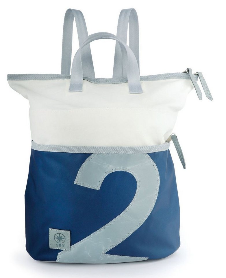 360Grad Tagesrucksack Rucksack Tasche Ketsch Mini, weiß-blau grau, recyceltes Segeltuch von 360Grad