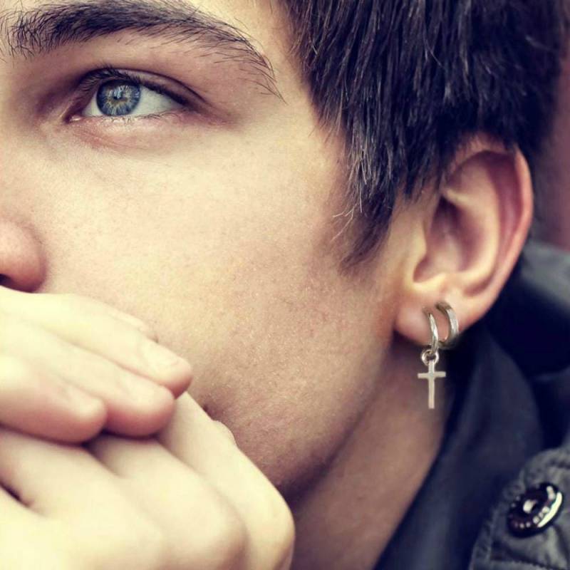 Ohrclip Für Männer, Ohrclips, Kreuz, Silber Ohrhänger 570S/573S, Kreuz Creolen von 360Jewels