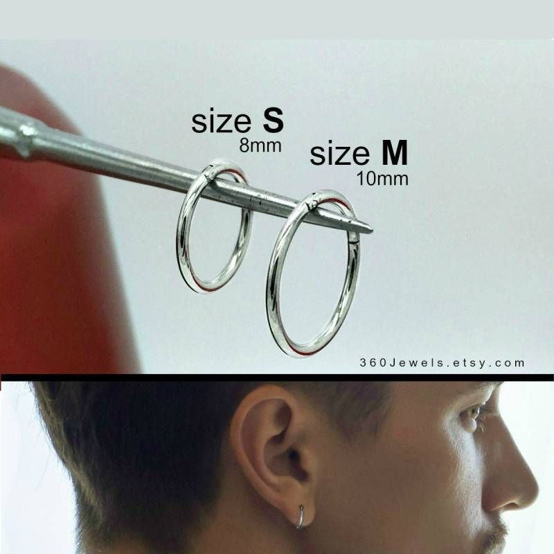 Endlos Creolen, Ohrringe Für Männer, Edelstahl 18G Ohrringe, Nasenring, Herren Glatte 579De von 360Jewels