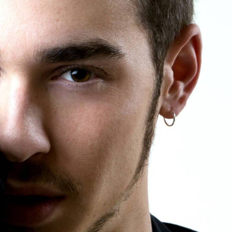 Herren Creolen, Durchgehende Endlos Weiß Vergoldete Sterling Silber 11 Mm Draht 552W von 360Jewels