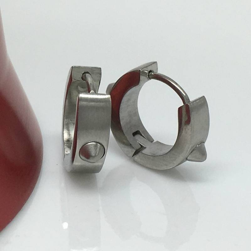 Herren Ohrringe, Doppel Thorn Stahl Spike Hoop Huggie Ohrringe Für Männer, 151 von 360Jewels
